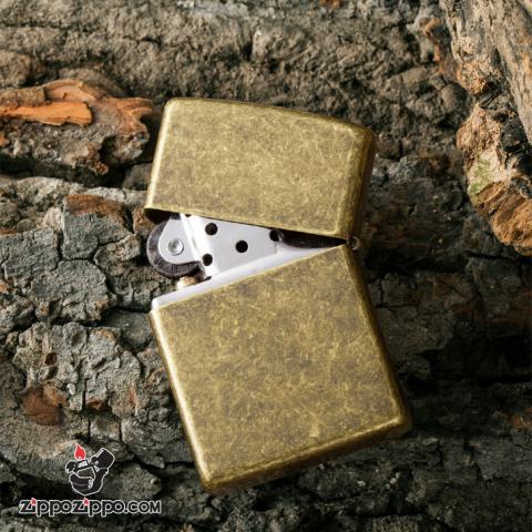 Bật Lửa Zippo Mạ Antique Brass Khắc Cây Sự Sống - SKU 29149