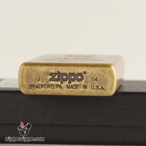 Bật Lửa Zippo Mạ Antique Brass Khắc Huy hiệu Hải quân Hoa Kỳ U.S.Navy