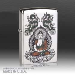 Bật lửa zippo mạ bạc khắc hình phật thích ca - Mã SP: ZPC0358