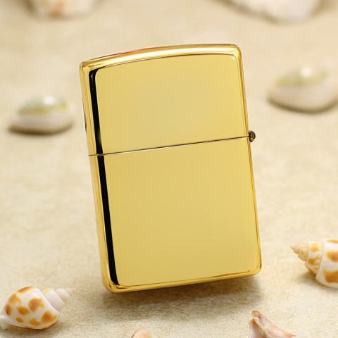 Bật Lửa Zippo Mạ Vàng Khảm Trai Tím  Mèo Thần Tài May Mắn