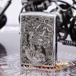 Bật Lửa Zippo Màu Bạc Chạm Khắc Hình Tỳ Hưu