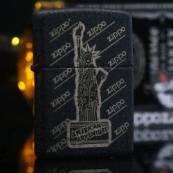 Bật Lửa Zippo Màu Đen Nhám Khắc Hình Tượng Nữ Thần Tự Do - Mã SP: ZPC2250