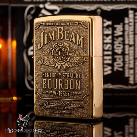 Bật Lửa Zippo Màu Đồng khắc Hãng Rượu Jim Beam