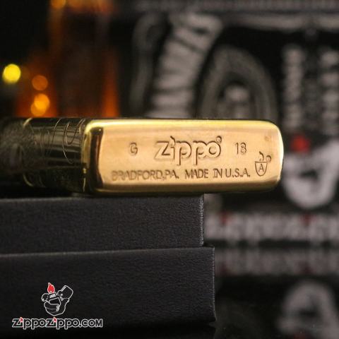 Bật Lửa Zippo Màu Đồng Khắc Rồng Quấn Nguyên Con Armor