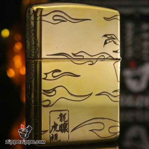 Bật Lửa Zippo Màu Đồng Khắc Rồng Quấn Nguyên Con Armor