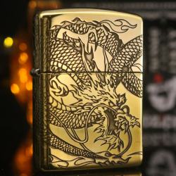 Bật Lửa Zippo Màu Đồng Khắc Rồng Quấn Nguyên Con Armor - Mã SP: ZPC2239-169