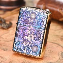 Bật Lửa zippo Màu Vàng Đốt Khắc Hoa Văn - Mã SP: ZPC1948