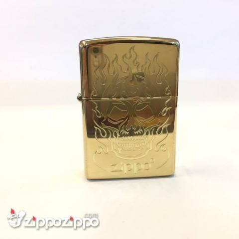Bật lửa zippo mới Vỏ đồng chạm khắc hình đầu lâu