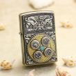 Bật Lửa Zippo Ốp Tứ Linh Đính Đá Ngọc Lam