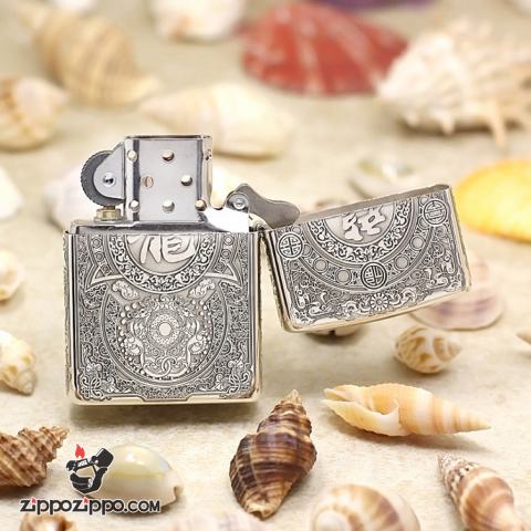 Bật lửa Zippo phiên bản Armor Bạc nguyên khối khắc hình Rồng Châu Á