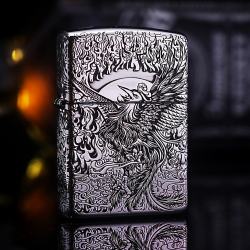 Bật lửa Zippo Phiên Bản Bạc Nguyên Khối Chạm Khắc Chim Phượng Hoàng - Mã SP: ZPC2334