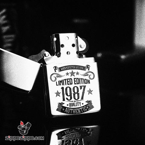 Bật lửa Zippo phiên bản Bạc nguyên khối Chạm Khắc Logo Limited 1987 Bản Armor