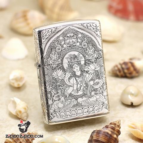 Bật lửa Zippo phiên bản Bạc nguyên khối Goddess of Mercy