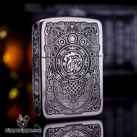 Bật Lửa Zippo Phiên Bản Bạc Nguyên Khối Khắc Tỳ Hưu BẢn 1941