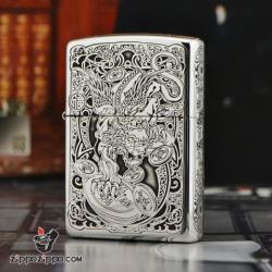 Bật lửa Zippo phiên bản Bạc nguyên khối khắc Tỳ Hưu - Mã SP: ZPC0898