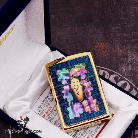 Bật Lửa Zippo Phiên Bản Giới Hạn Khắc Ô Khóa Đồng Đốt Khảm Trai