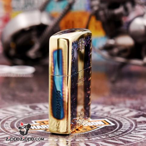 Bật Lửa Zippo Phiên Bản Giới Hạn Khắc Ô Khóa Đồng Đốt Khảm Trai