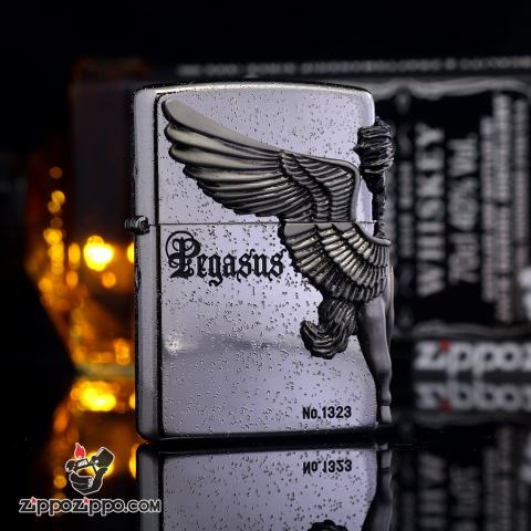 Bật lửa zippo phiên bản giới hạn xuất nhật Zippo Pegasas  cánh được mạ bạc