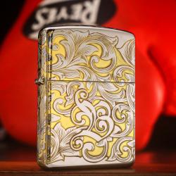 Bật Lửa Zippo Phiên Bản Mả Chrome Amor Khắc Nổi Hoa Văn Bao Quanh B-W - Mã SP: ZPC2528-167