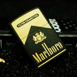 Bật Lửa Zippo Phiên Bản Màu Đen Nứt Khắc Logo Marlboro - Mã SP: ZPC2517