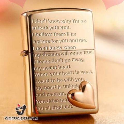 Bật lửa Zippo phiên bản tình yêu 2MBL màu vàng