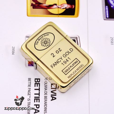 Bật Lửa Zippo Replica 1941 Chạm Khắc Gương Vàng