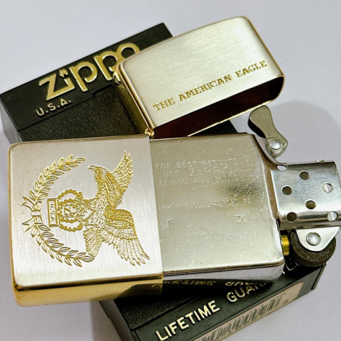 Bật Lửa Zippo Sản Xuất Năm 1994 Chủ Đề Chim Mỹ Demi Vàng