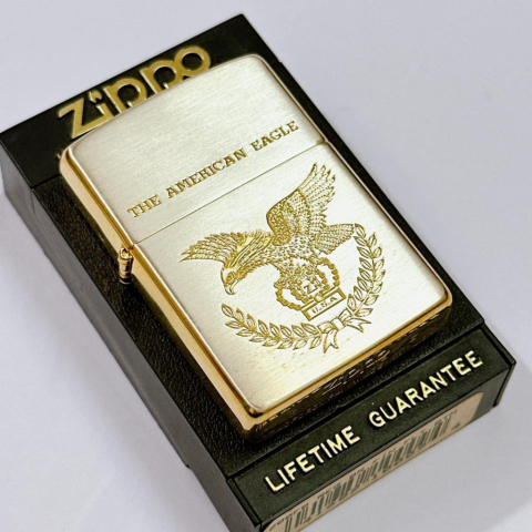 Bật Lửa Zippo Sản Xuất Năm 1994 Chủ Đề Chim Mỹ Demi Vàng
