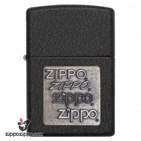 Bật Lửa Zippo Sơn Màu Đen Nhám Emblem Chữ Zippo Vàng - Logo Zippo SKU 362 – Zippo Brass Emblem Black Crackle