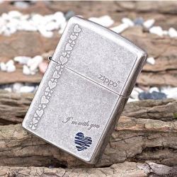 Bật lửa Zippo tình yêu chính hãng màu xám cổ