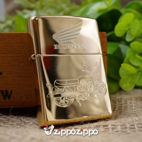 bật lửa zippo vàng bóng khắc xe honda 67
