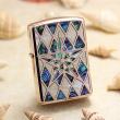 Bật Lửa Zippo Xuất Nhật  Mạ Vàng Hồng Khảm Trai Ngôi Sao