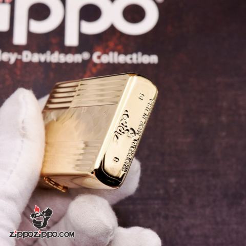 Bật Lửa Zippo Xuất Nhật Mạ Vàng Sâu Chạm Khắc Hình Hạt Quạt Trừu Tượng