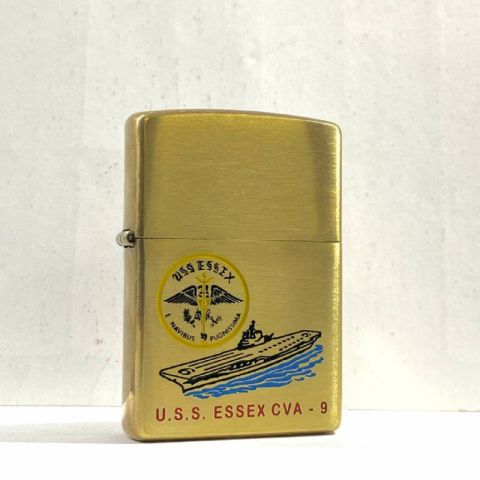 BẬT LỬA ZIPPOCHÍNH HÃNG BẢN ĐỒNG XƯỚC KHẮC TÀU CHIẾN USS ESSEX CVA-9