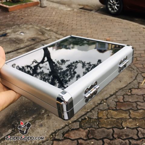 Hộp Đựng Zippo 16 Chiếc Khung Nhôm Mặt Kính Sang Trong