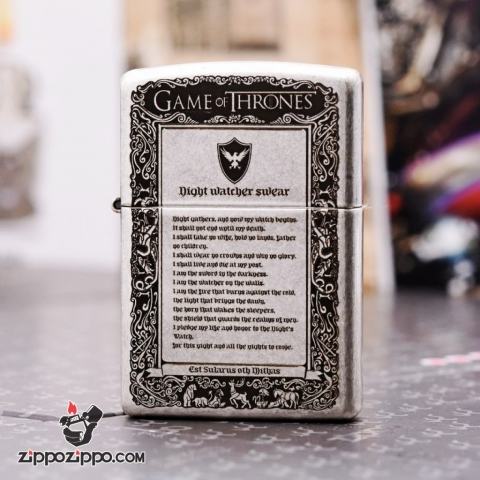 Zippo 121FB Bạc Cổ Khắc Game of Thornes