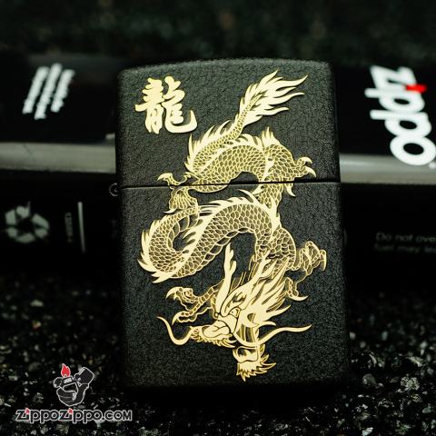 Zippo 236 Đen Nhám Khắc RỒNG
