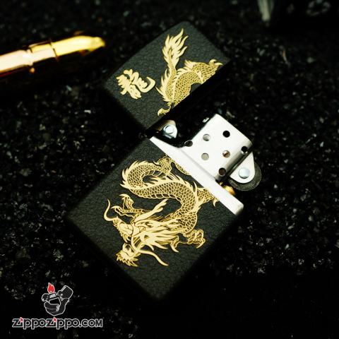 Zippo 236 Đen Nhám Khắc RỒNG