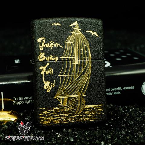 Zippo 236 Đen Nhám Khắc Thuận Buồm Xuôi Gió