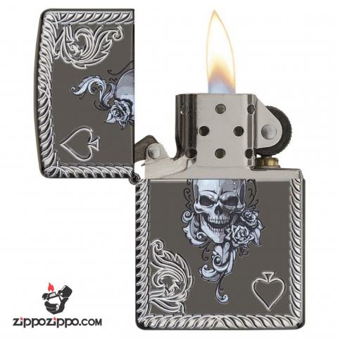 Zippo 29666 – Zippo Armor Skull and Spades Black Ice