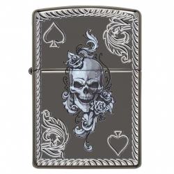 Zippo 29666 – Zippo Armor Skull and Spades Black Ice