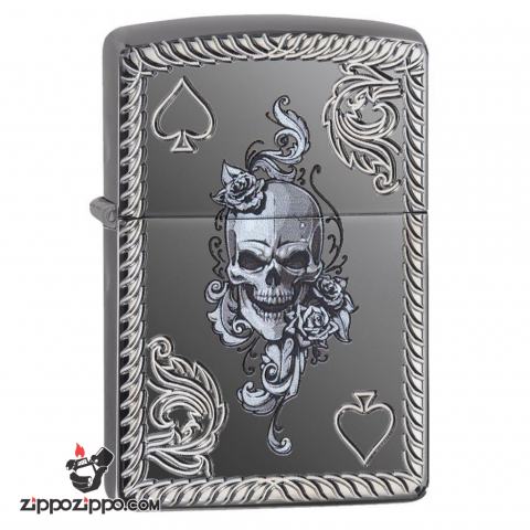 Zippo 29666 – Zippo Armor Skull and Spades Black Ice