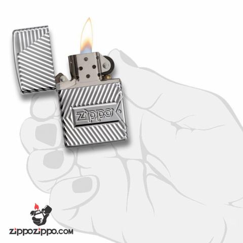 Zippo 29672 – Zippo Armor Multicut Bolts and Flame High Polish Chrome