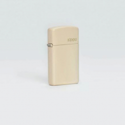 Bật Lửa Zippo Bản Nhỏ Sơn Màu Trắng Cát - Logo Zippo SKU 49528ZL – Zippo Slim® Flat Sand Zippo Logo - Mã SP: ZPC4038