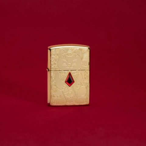 Zippo 49802 Thiết Kế Mèo Thần Tài  Armor® Đồng Nguyên Khối