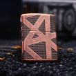 Zippo Armor đồng đỏ giả cổ khăc  hoa văn hình học không gian bao quanh lên 4 mặt
