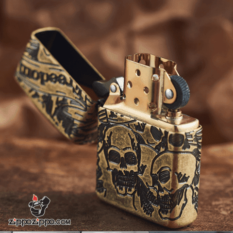 Zippo Armor đồng khối cắt khắc MultiCut 360 hình ảnh SKULL