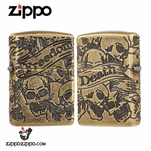 Zippo Armor đồng khối cắt khắc MultiCut 360 hình ảnh SKULL