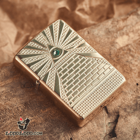 Zippo Armor khắc  biểu tượng của Kim tự tháp Ai Cập gắn Viên pha lê Swarovski