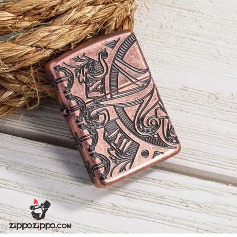 Zippo Armor khắc cao cấp 360  biểu tượng liên quan đến hàng hải  bao quanh cả 4 mặt